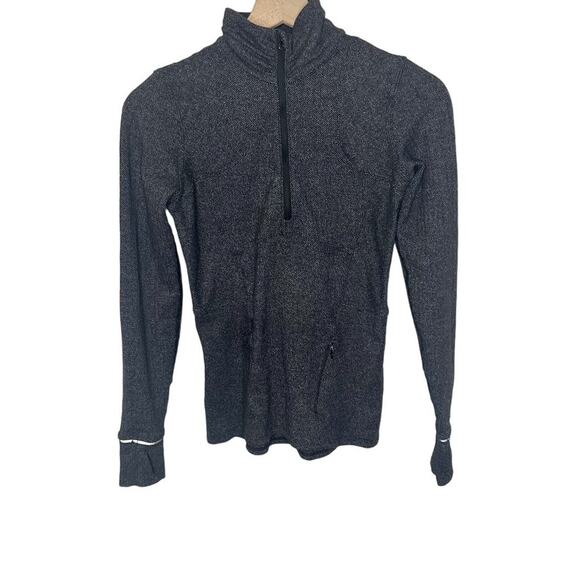 LULULEMON Women's Runderful Size 4 Half Zip Pullover Jacket Black Herringbone - Picture 2 of 14